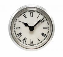 White Roman Clock Insert Silver Bezel 2-5/16 inch